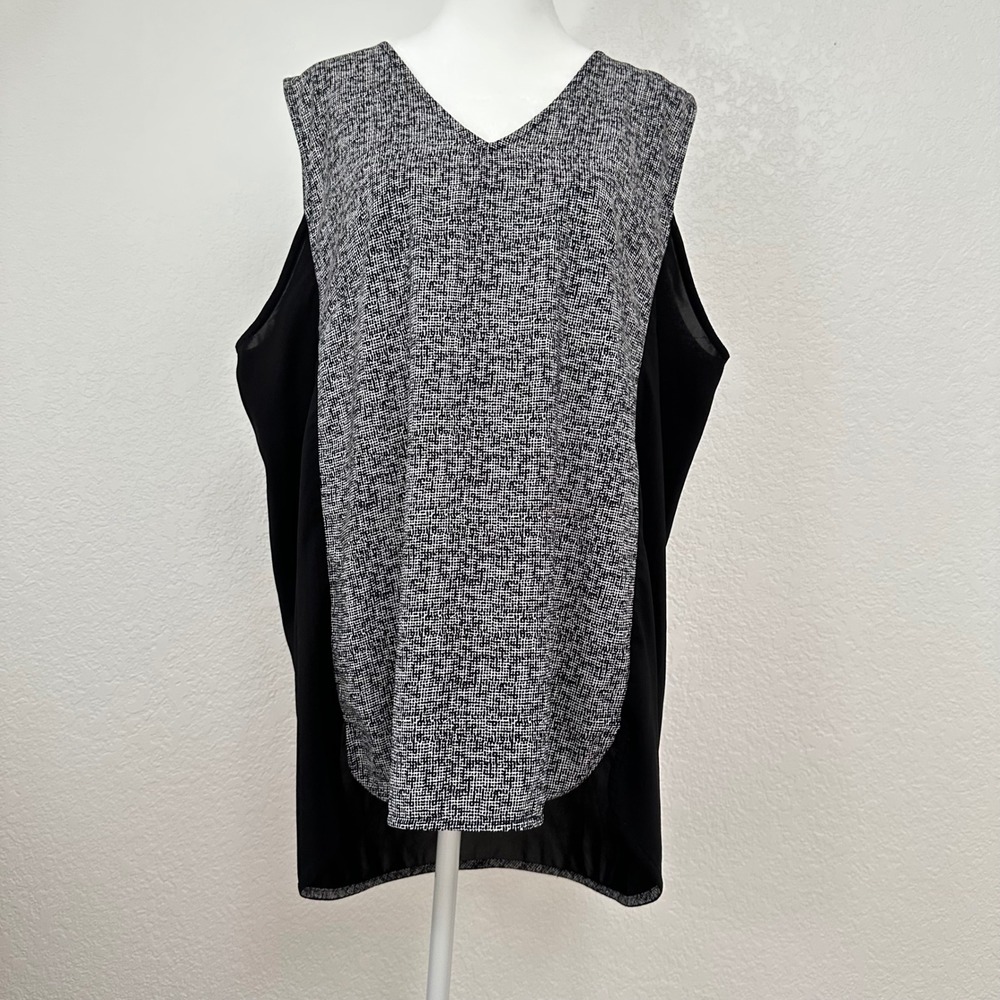 Philosophy‎ Y2K Sleeveless Tunic Tank Top Women XL Black White Artsy Whimsigoth